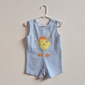 Funtasia Too Romper Baby Boys 9m Blue Gingham Baseball